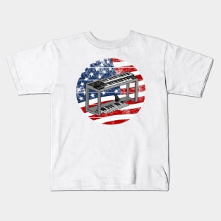 Jazz Organ USA Flag Organist Musician 4th July Kids T-Shirt